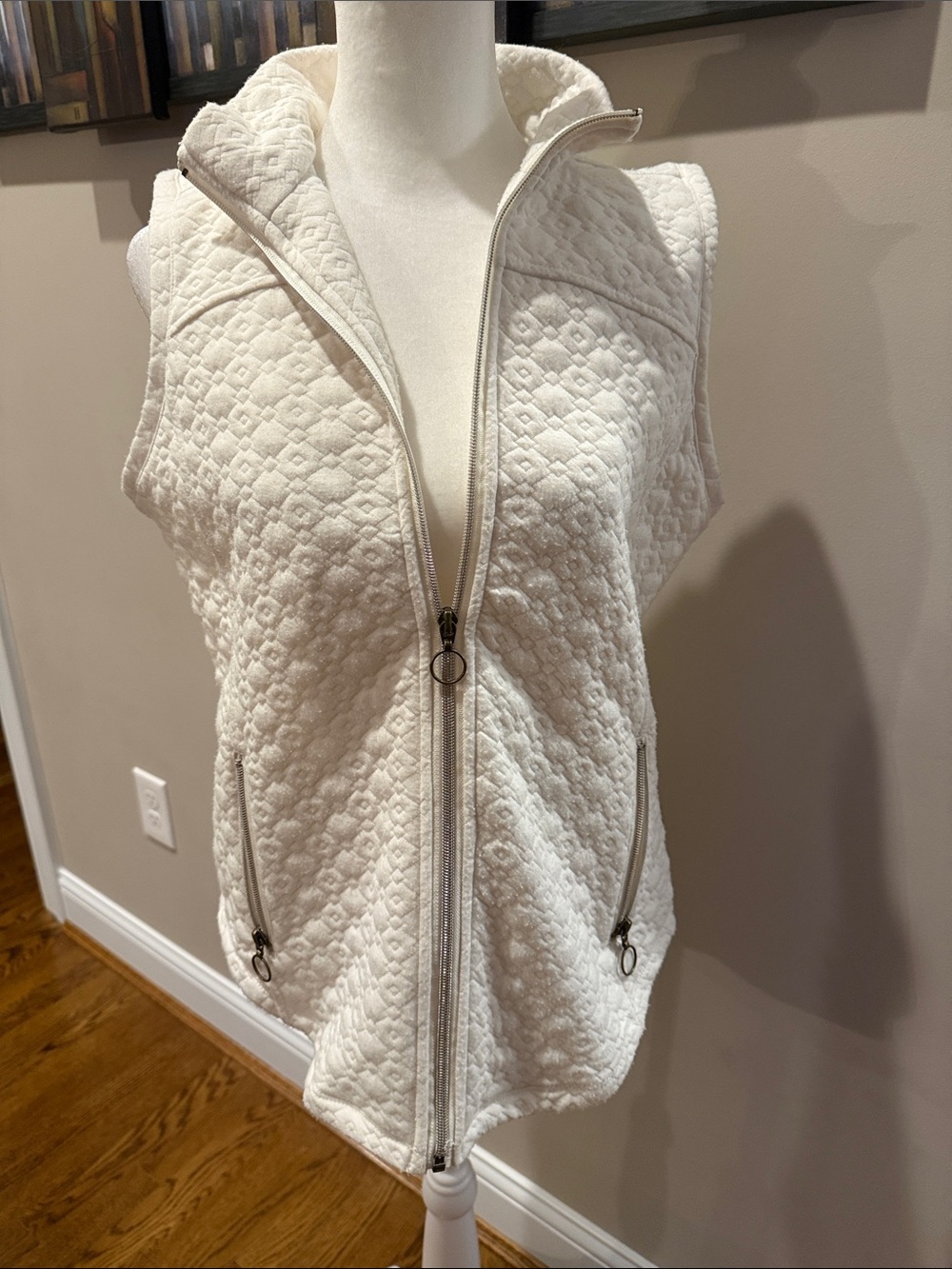 Ruby Rd. Cream Quilted Zip-Front Vest